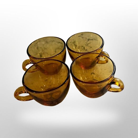 4 Vintage Amber Glass Indiana Hand Blown Glasses Punchbowl Replacements 6oz - Picture 5 of 7